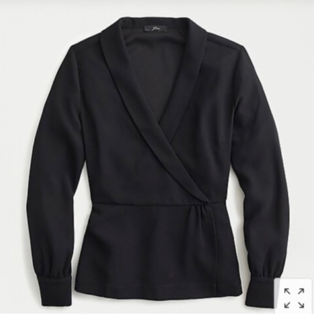 NWT J. Crew Drapey Crepe Faux Wrap Long Sleeve Blouse